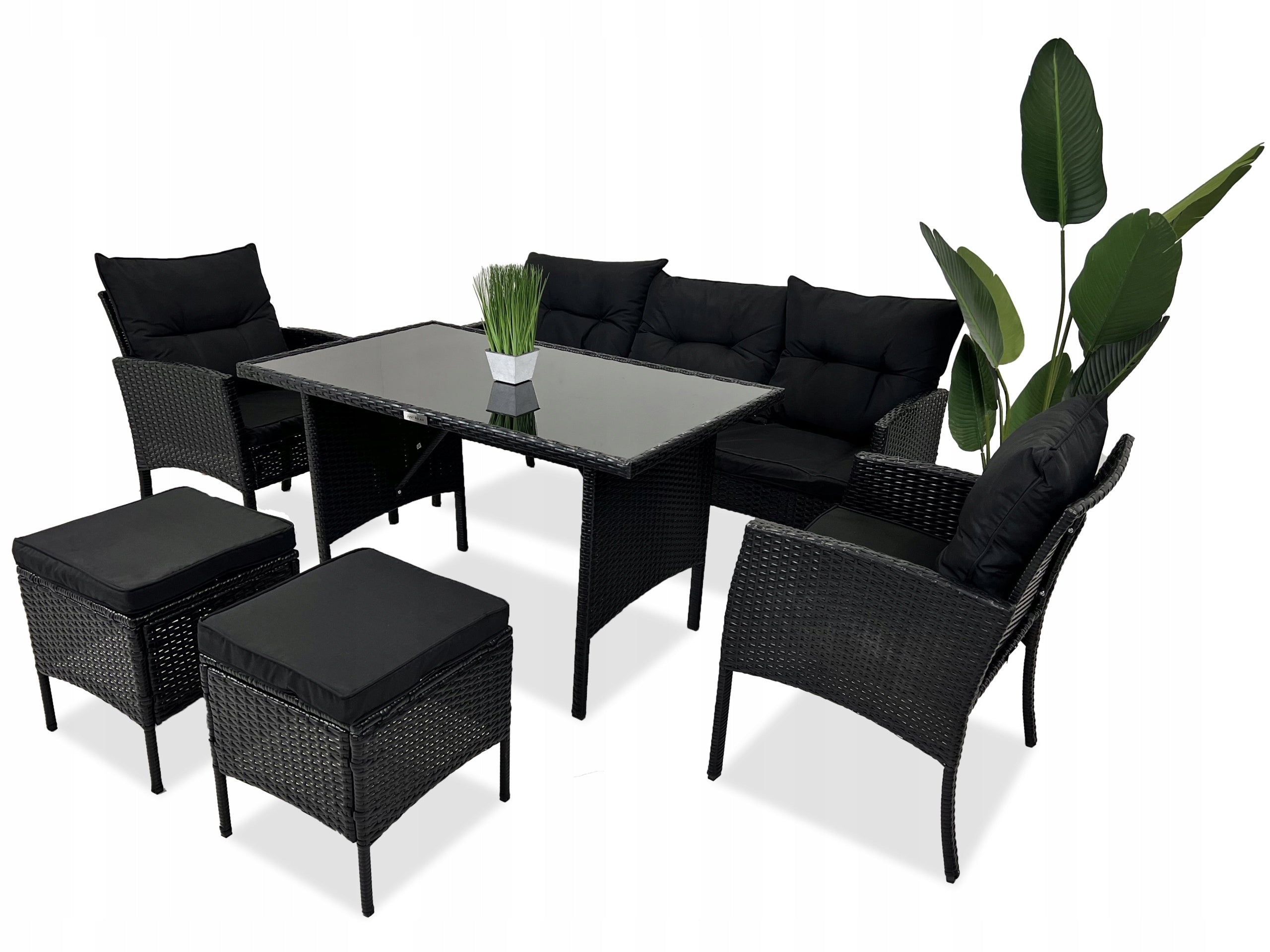 Set of garden furniture rattan ARMCHAIRS POUFS SOFA TABLE GRAPHITE BLACK Manufacturer code SFS078-853225