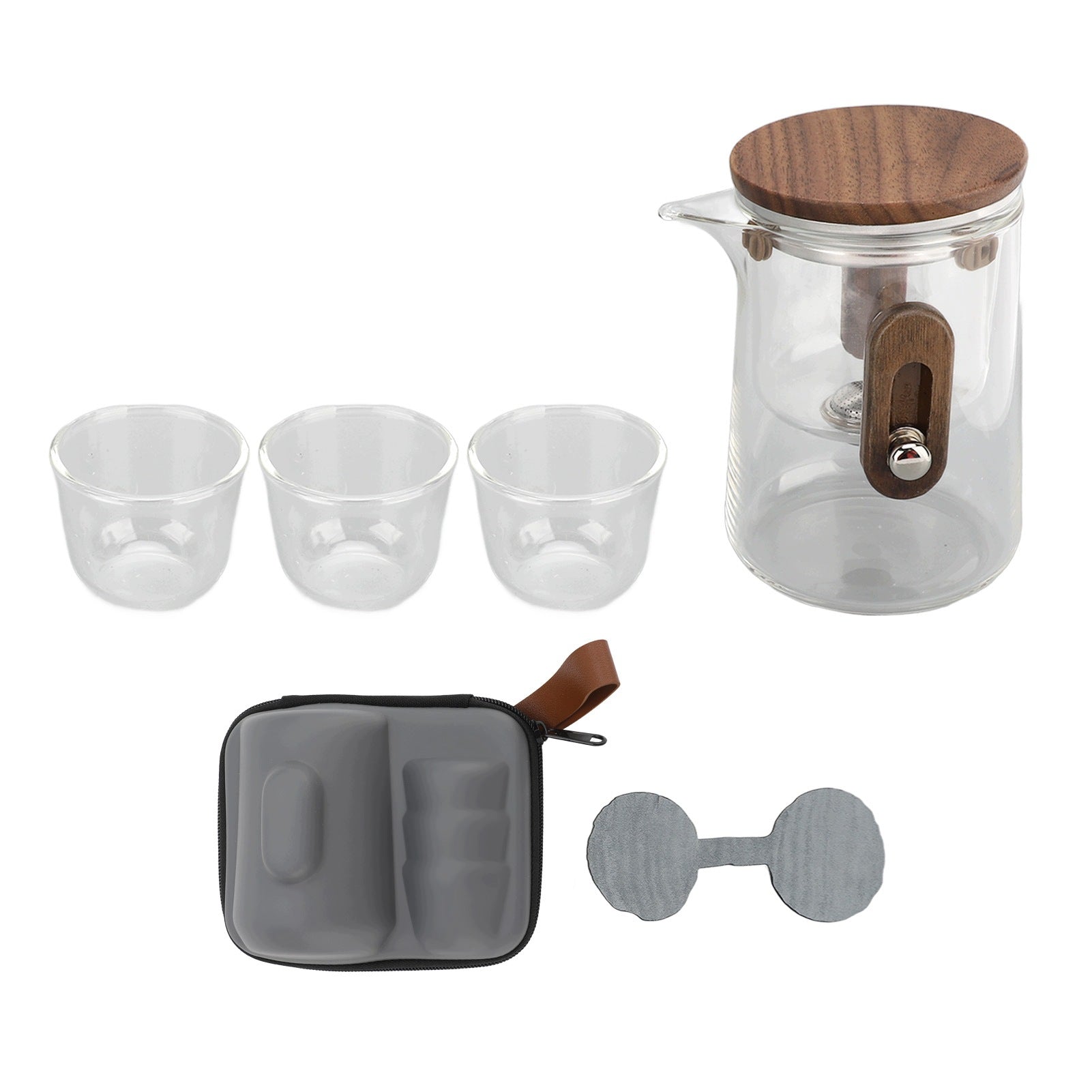 Set of glass kettles with cup insert. Maa capacity and HY Kind other