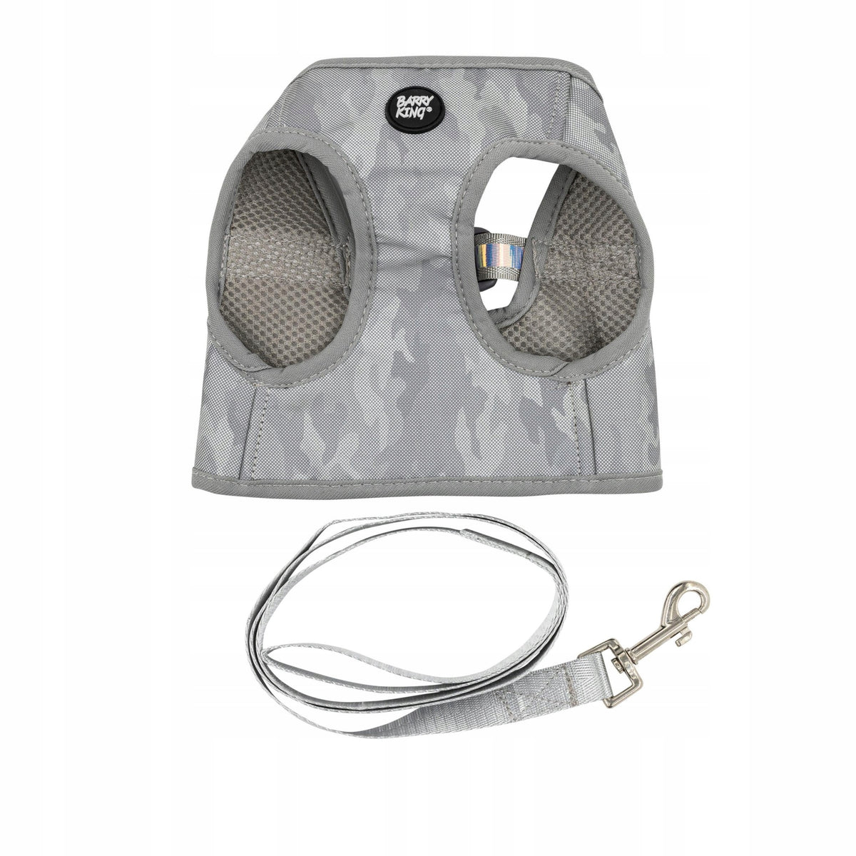 Set of harness+dog leash grey polyester size L reflective Packaging status original