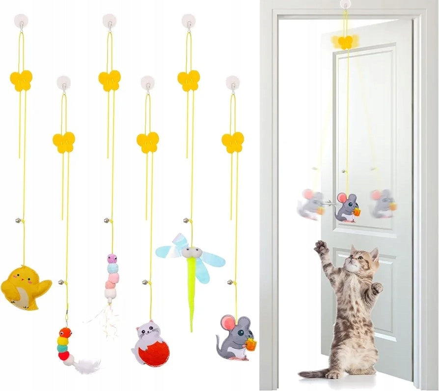 Set of interactive cat toys 6 pcs. On string bell