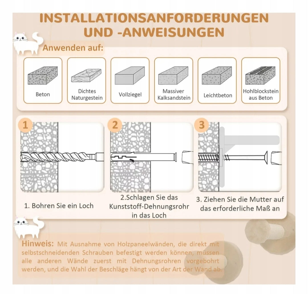 Set of ladders for cats PawHut, 3 elements, with scratching post beige Product width 20 cm