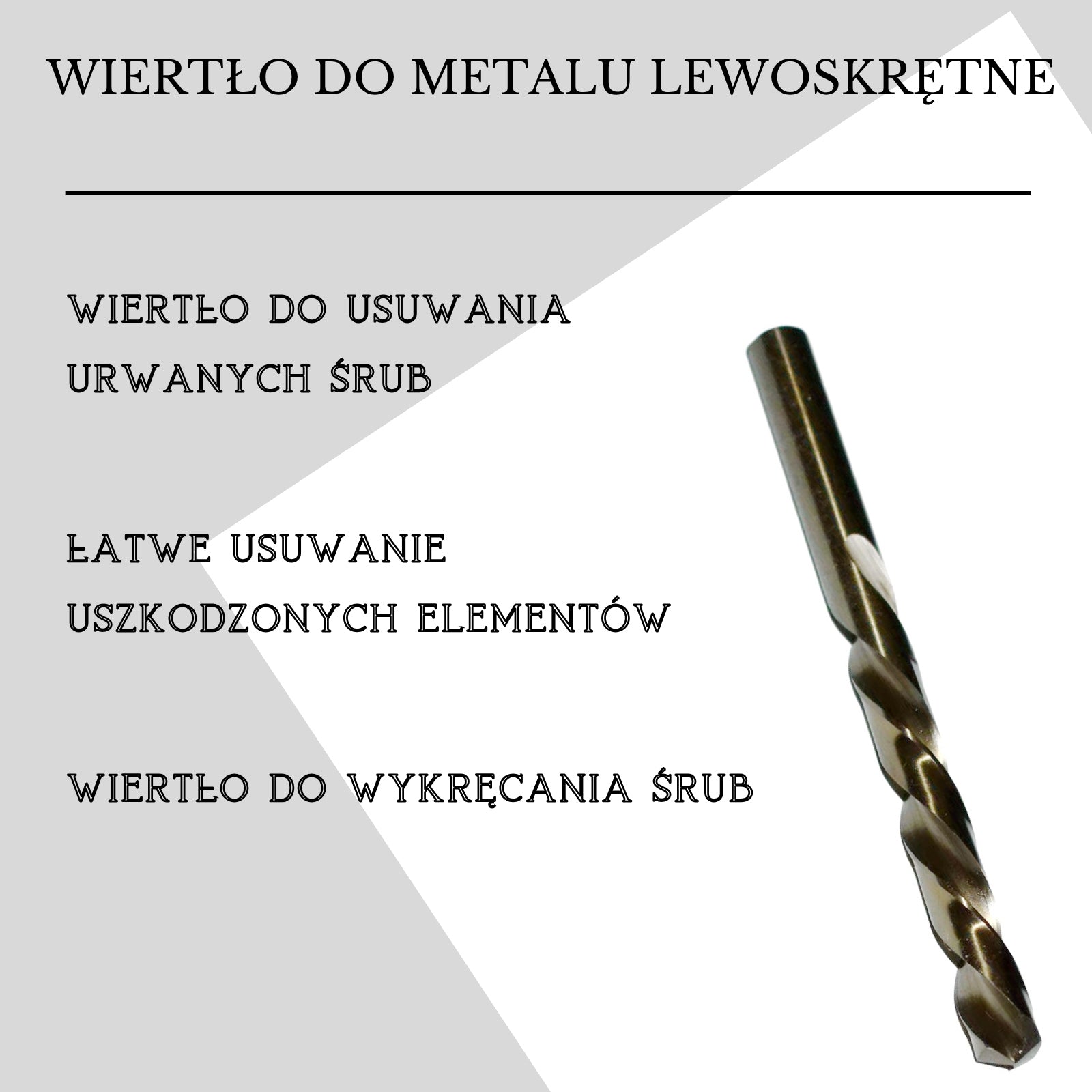 Set of left-handed drill bits for metal, cobalt 1,5-3-5-7-9 mm HSSCo Brand no brand