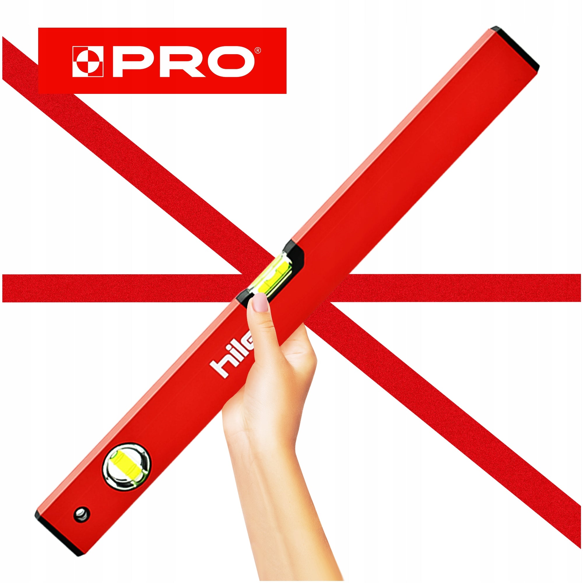Set of levels HILE 50 80 120 150 200 cm PRO aluminum accurate durable Batteries included no