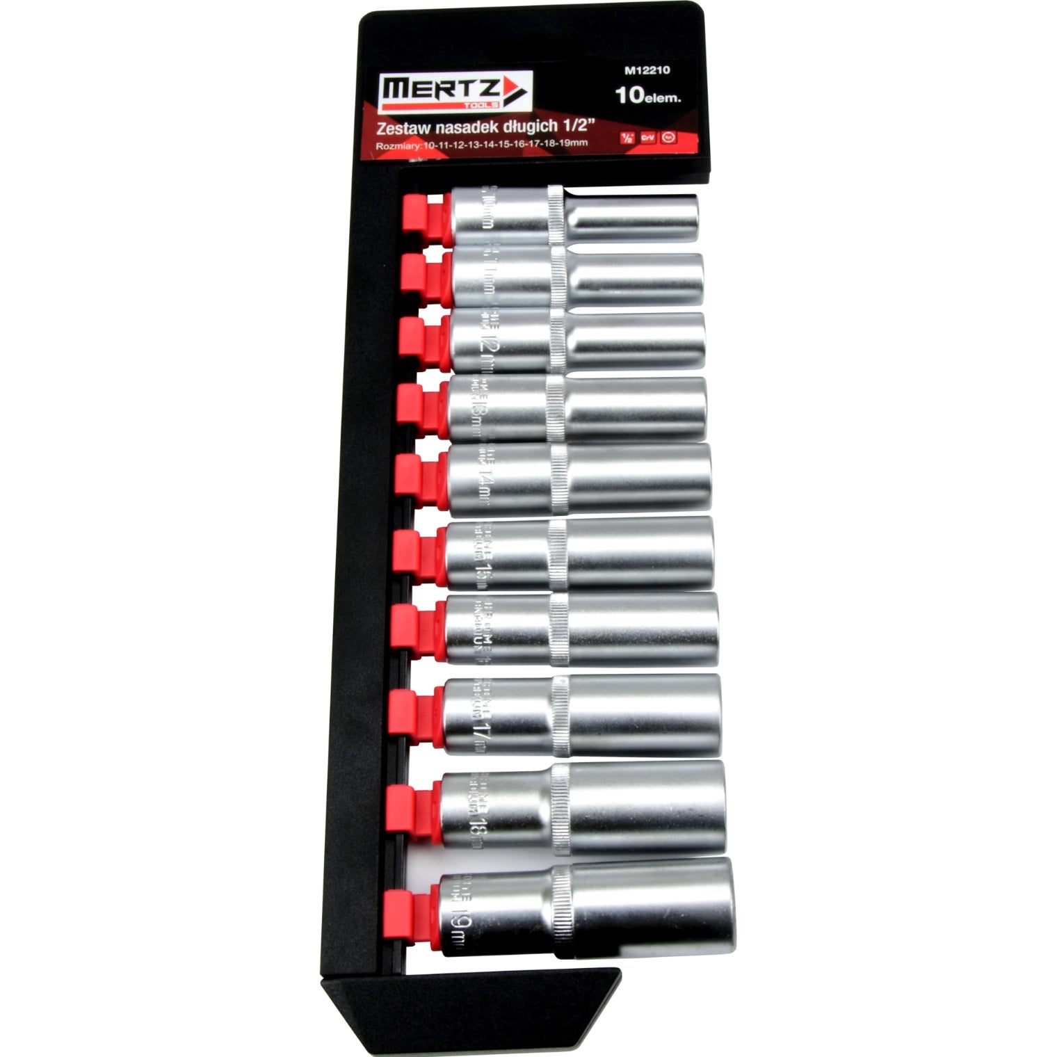 Set of long sockets Mertz socket 1/2" cap 10-19mm 10pcs M12210 Brand Mertz