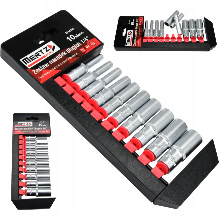 Set of long sockets Mertz socket 1/4" cap 4-13mm 10pcs M14210
