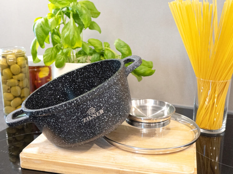 Set of marble pots ZILNER ZL-8526 12 el induction gas black Brand KlönBerg
