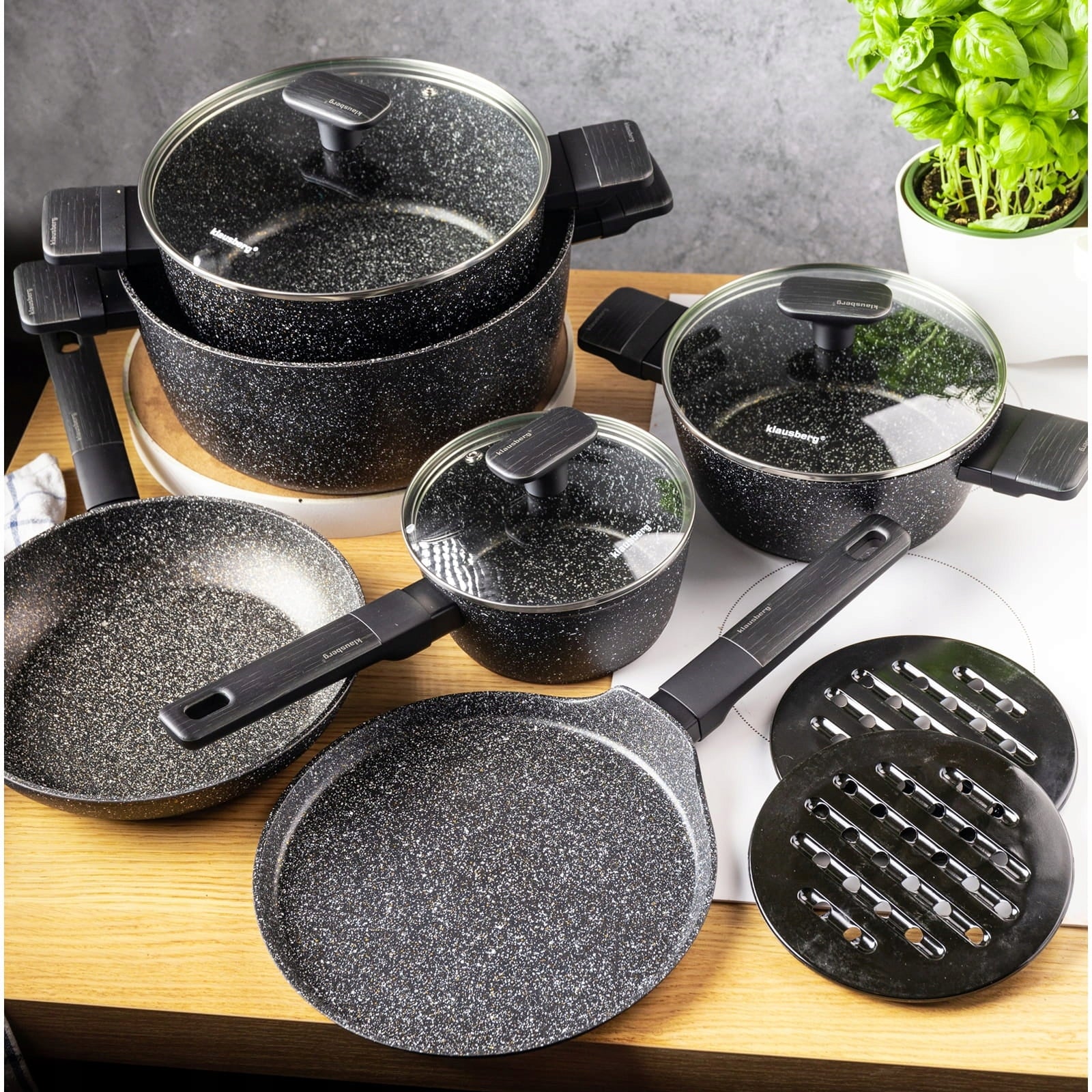 Set of marbled pots with non-stick coating 12-ele Induction GAS EAN (GTIN) 5908287278301