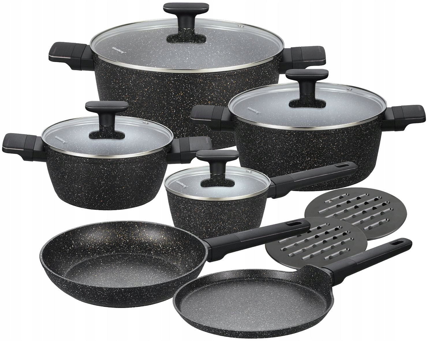 Set of marbled pots with non-stick coating 12-ele Induction GAS