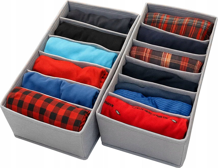 Set of organizers 2 pieces 6 compartments for underwear closet towels clothes Packaging status original
