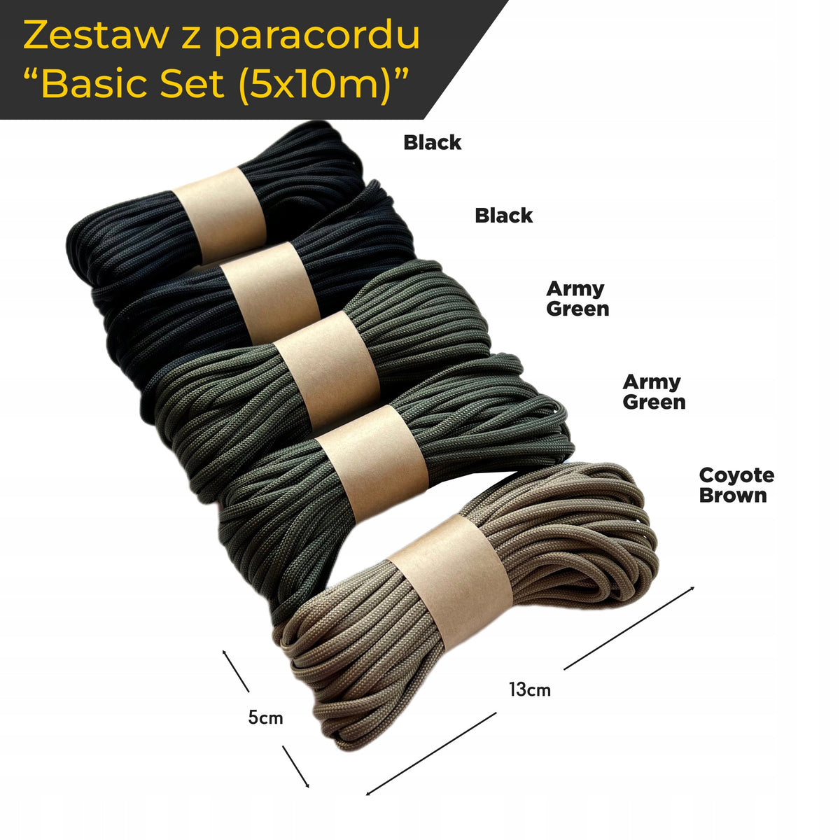 Set of paracord EdcX Paracord 550 "Basic Set (5x10m)" Packaging status original