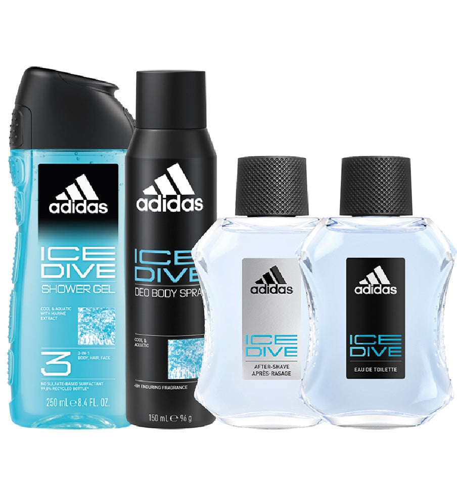 Set of perfumes for men Adidas ICE DIVE 4 parts for cia care