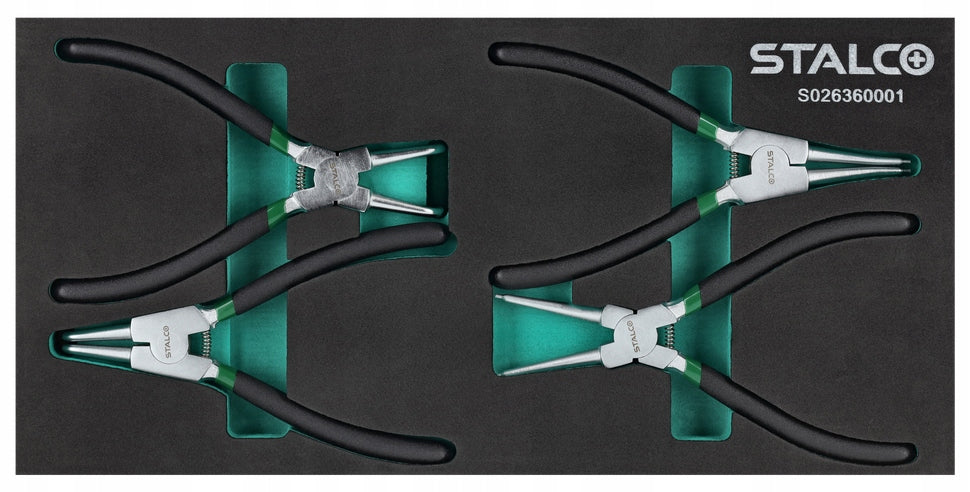 Set of pliers for seger rings 4 element CrV cartridge STALCO S026360001