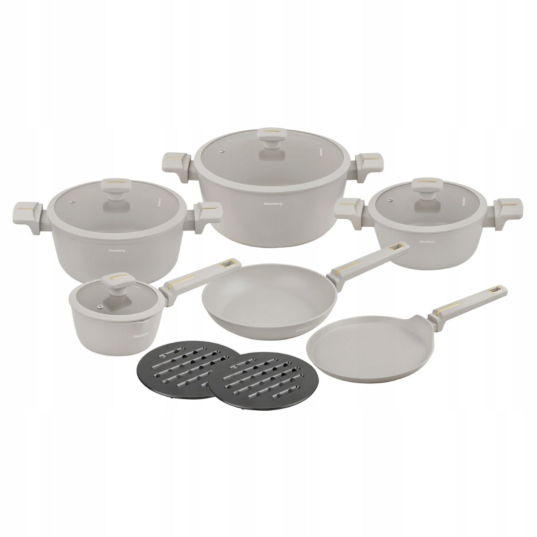Set of pots 12 el. beige non-stick induction Gas KLAUSBERG KB-7967 Pan Material aluminum