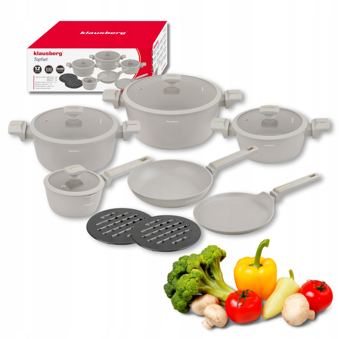 Set of pots 12 el. beige non-stick induction Gas KLAUSBERG KB-7967 Pan