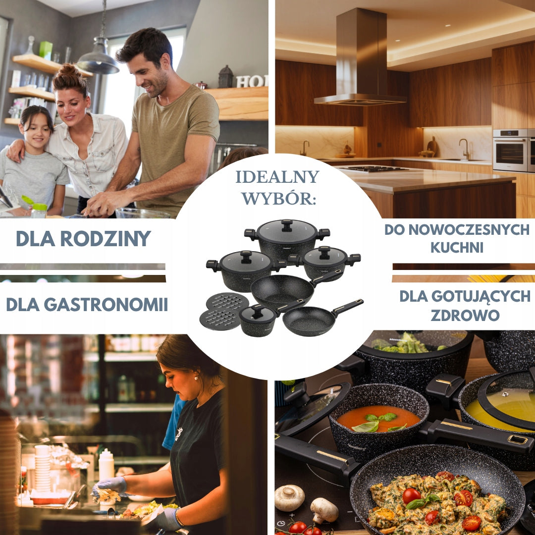 Set of pots 12 el with wok marble coating, induction KLAUSBERG KB-7968 Manufacturer code KB-7968