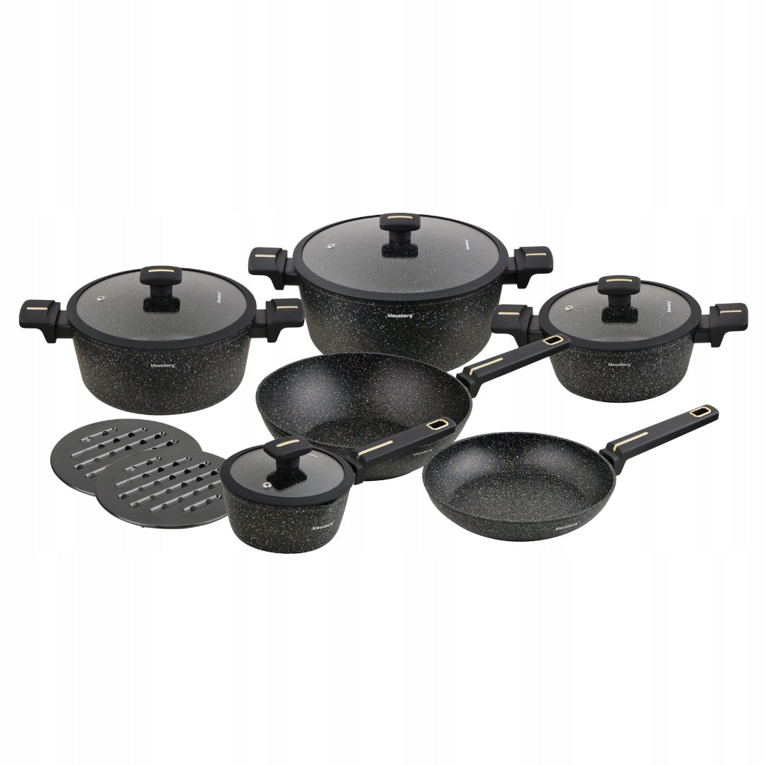 Set of pots 12 el with wok marble coating, induction KLAUSBERG KB-7968 Material aluminum
