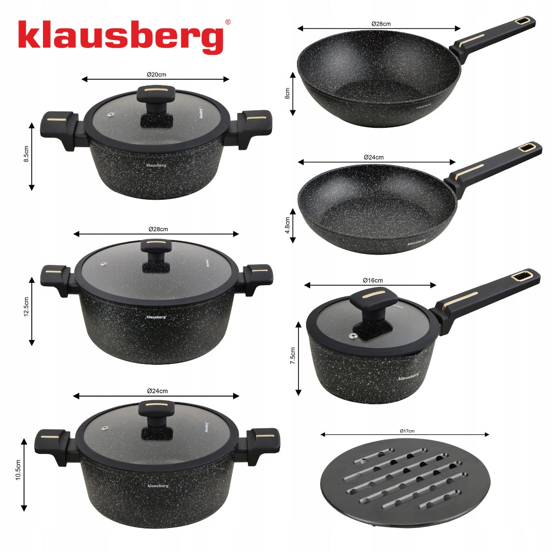 Set of pots 12 el with wok marble coating, induction KLAUSBERG KB-7968 Number of items in the set 12