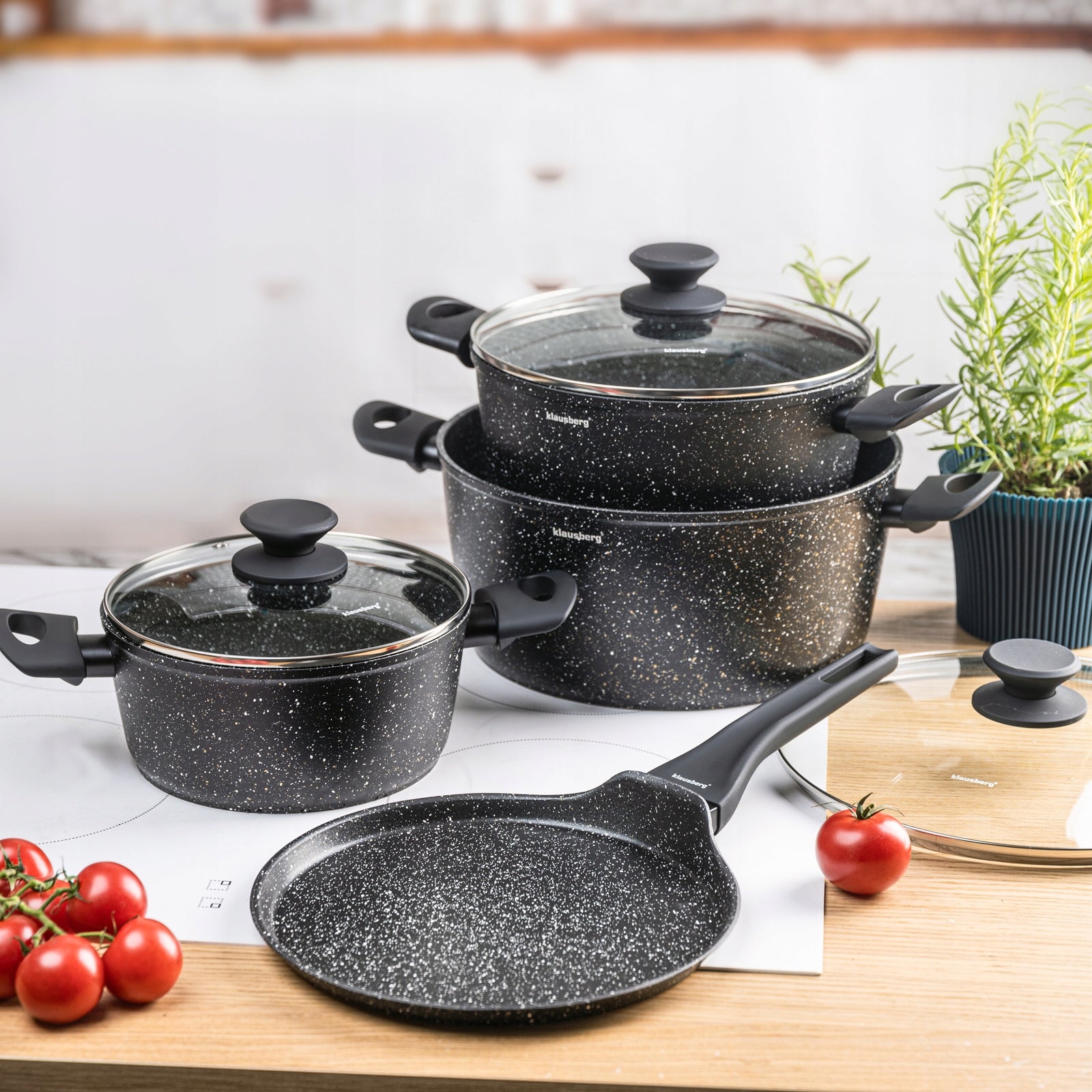 Set of pots 7 el + pan marble induction Gas black Klausberg KB-7962 Manufacturer code KB-7962