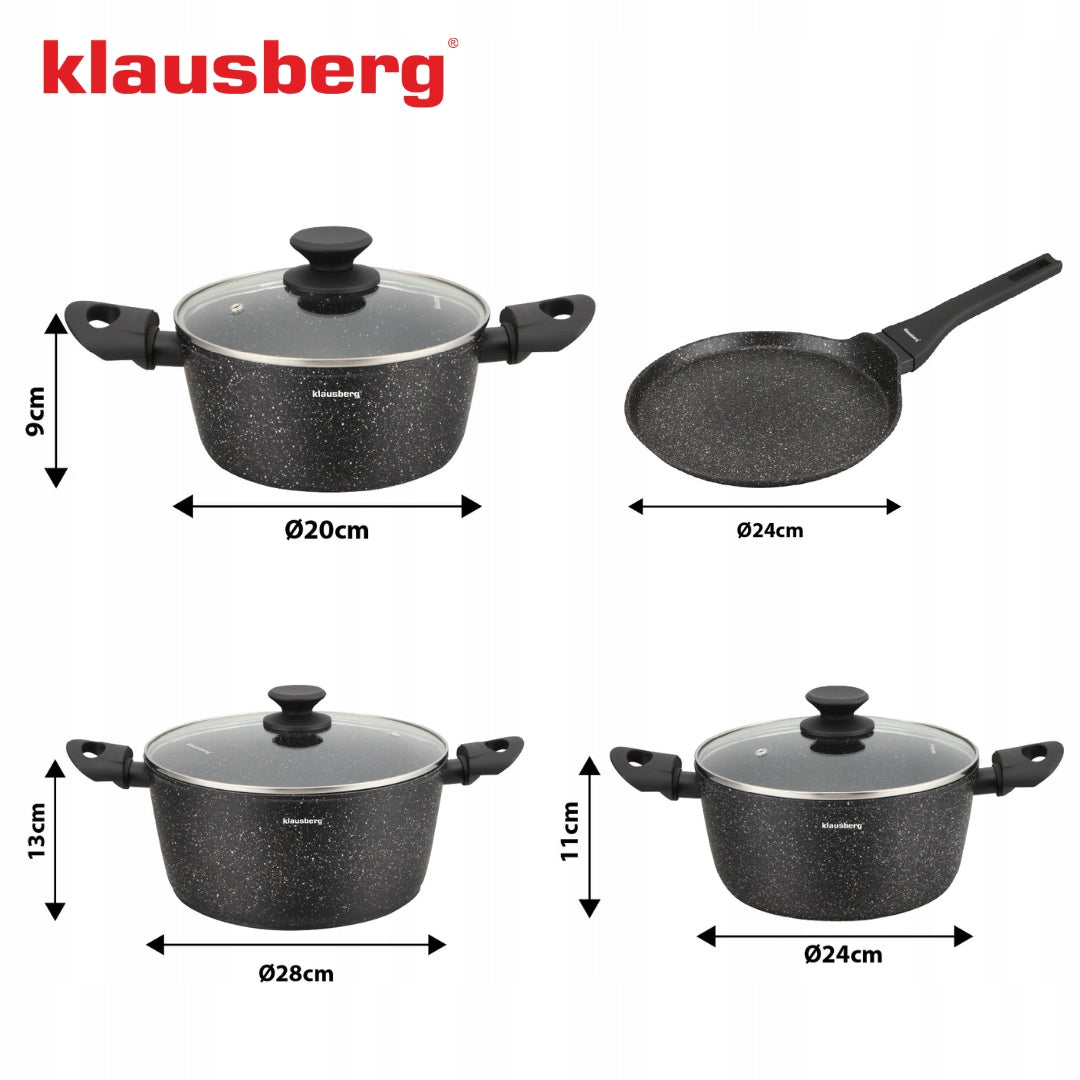 Set of pots 7 el + pan marble induction Gas black Klausberg KB-7962 Number of items in the set 7