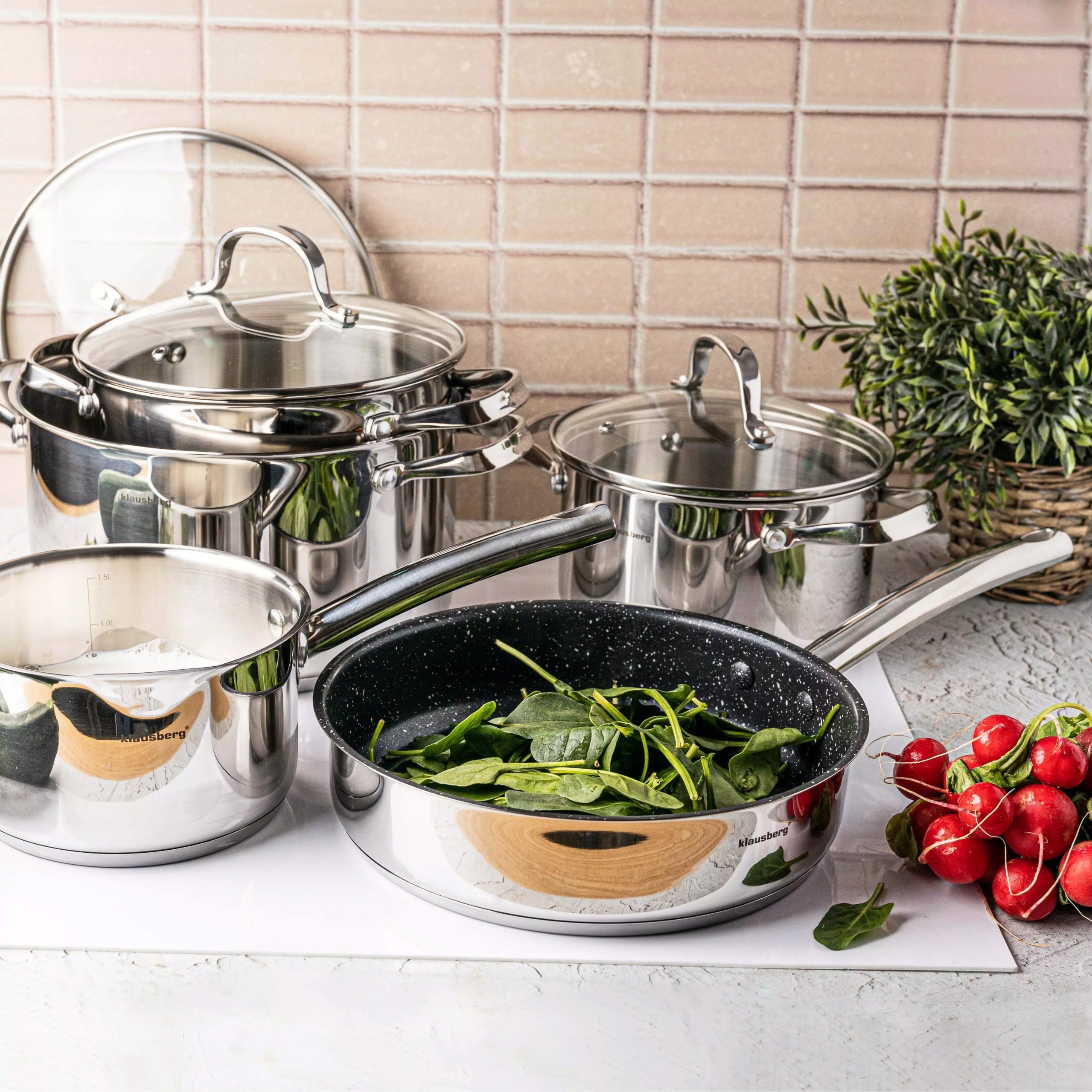 Set of pots 9 elements, steel Klausberg Coating type non-stick