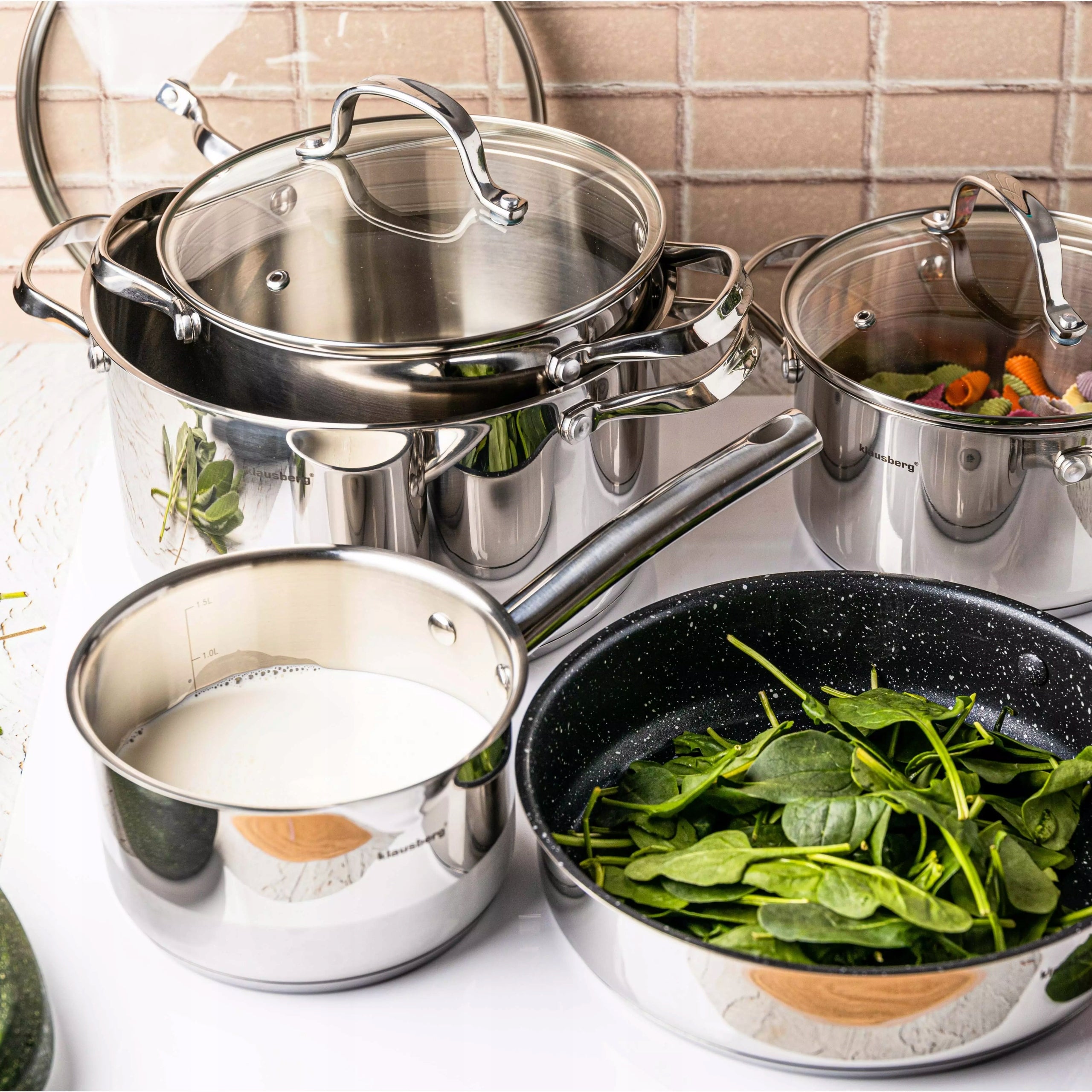 Set of pots 9 elements, steel Klausberg Line INOX