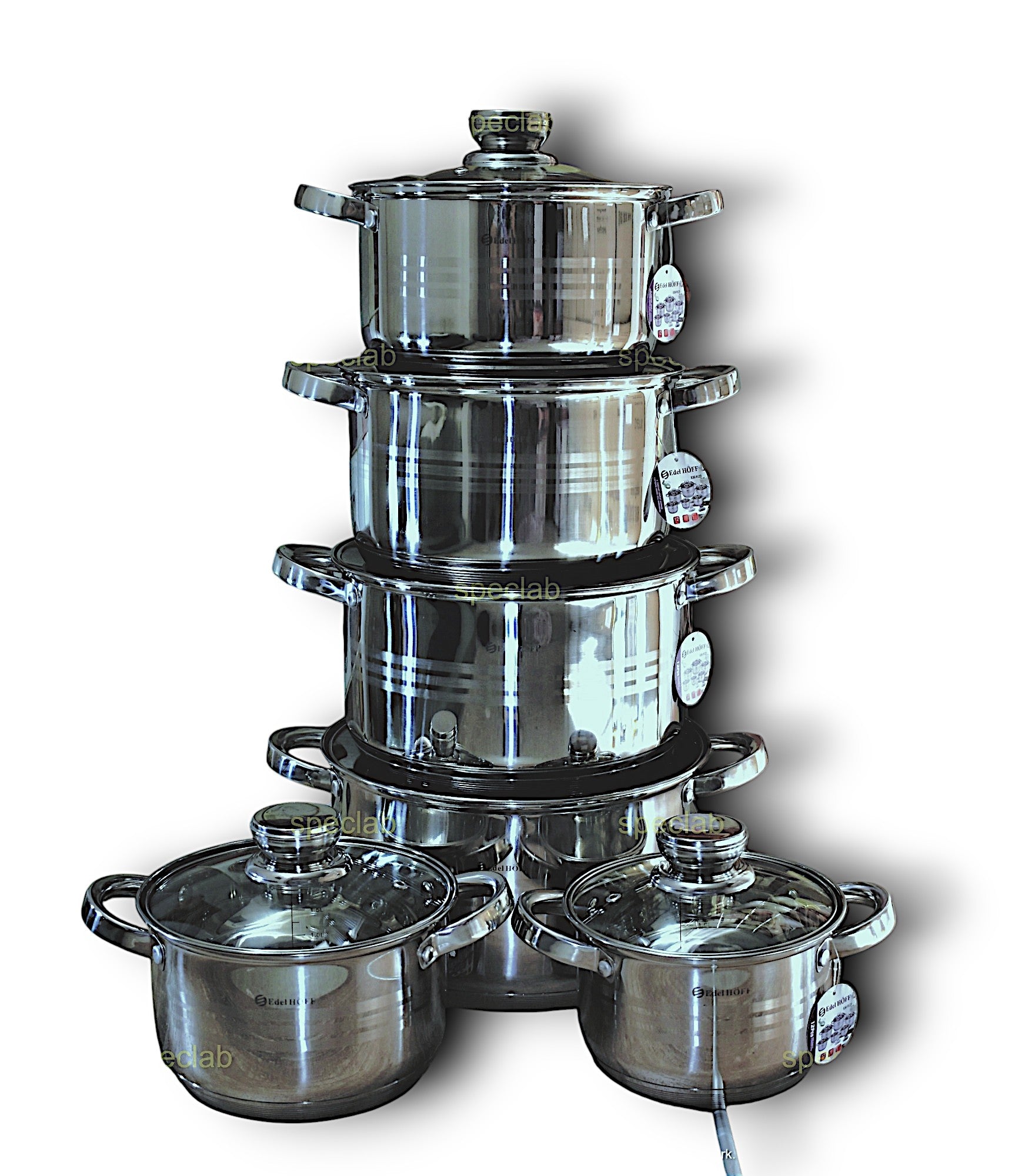 Set of pots Edel-hoff stainless steel 12 el. Packaging status original