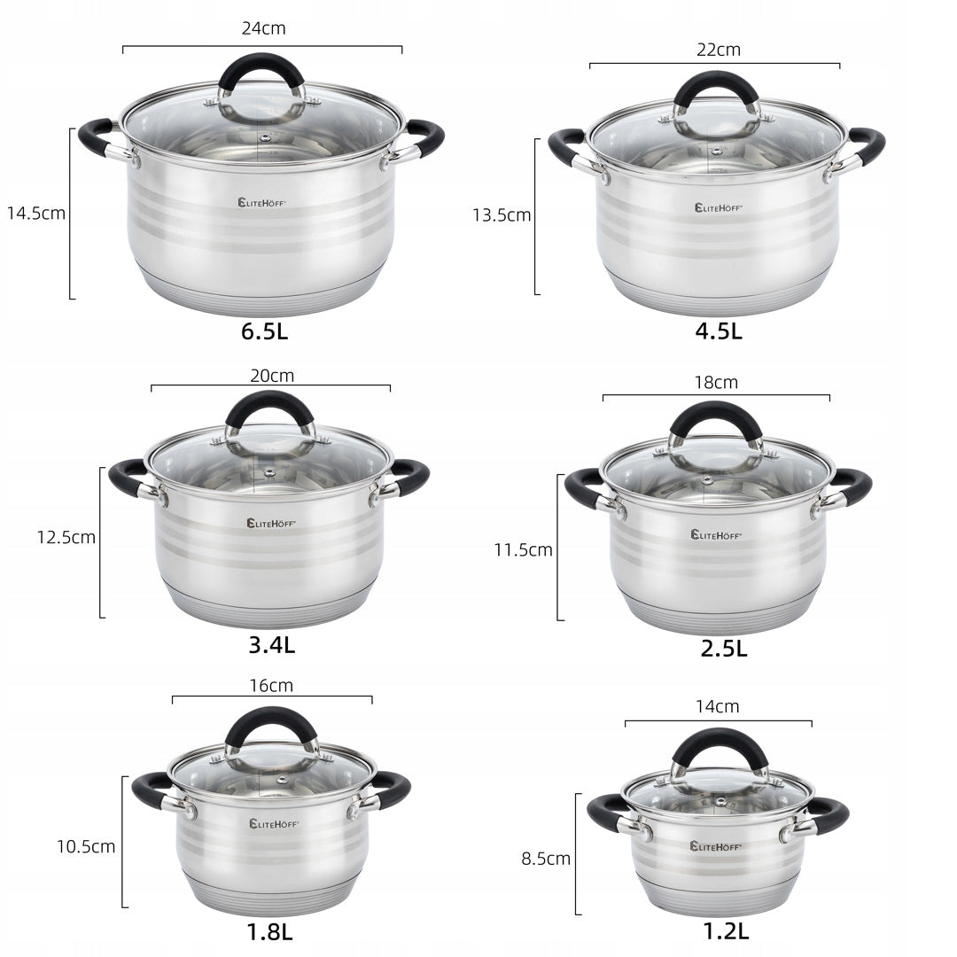 Set of pots Elitehoff PREMIUM stainless steel 12 el. Material stainless steel
