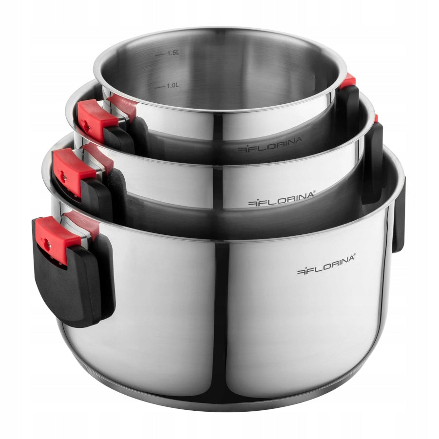 Set of pots FLORINA Space 6 part Inox Folding Handles by Mateusz Gessler Manufacturer code 5G1050