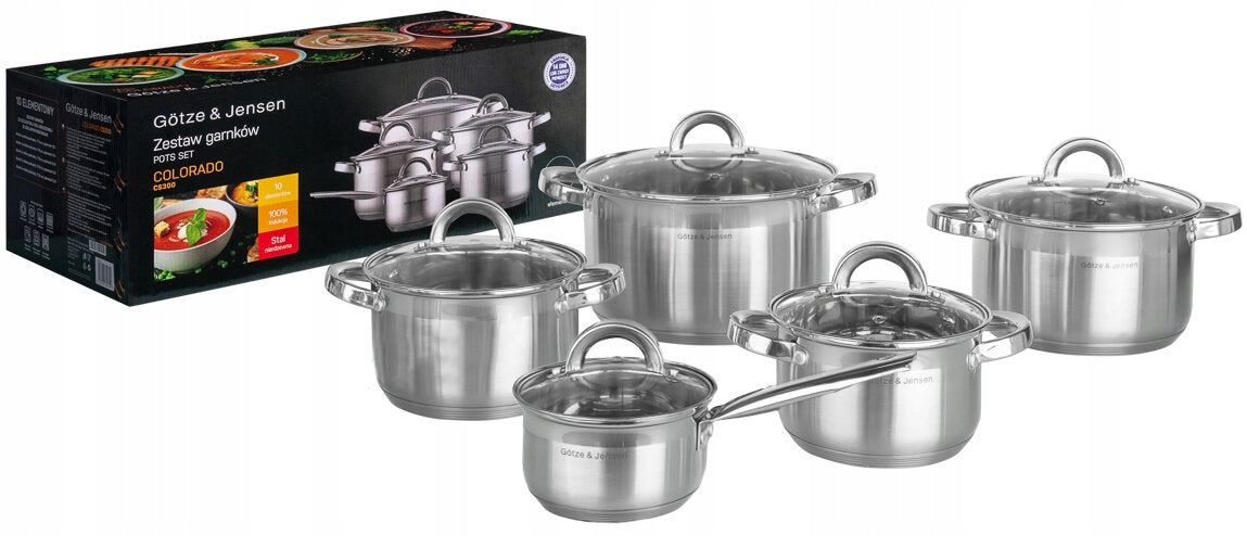 Set of pots GÖTZE & JENSEN CS300 Colorado Inox (10 members) Color silver