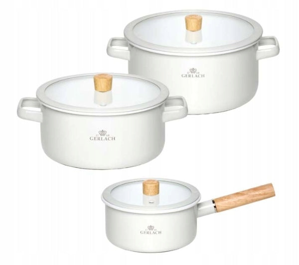Set of pots Gerlach Natur Enamel Induction Enamel 6 elements