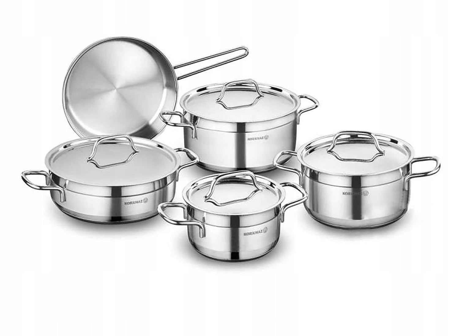 Set of pots Kinghoff Korkmaz Alfa stainless steel 9 el. Brand Kinghoff