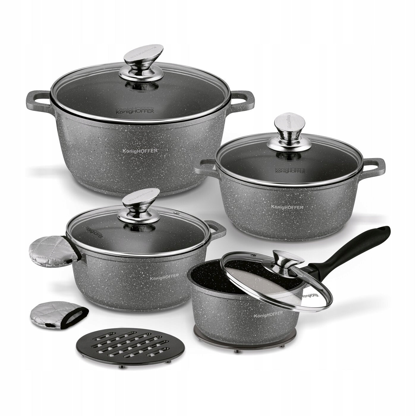 Set of pots Konighoffer Pollo Grey aluminium 12 el.