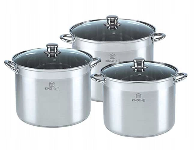 Set of pots LARGE BOILERS 5L 7L 9L Kinghoff stainless steel 6 el. Brand Kinghoff