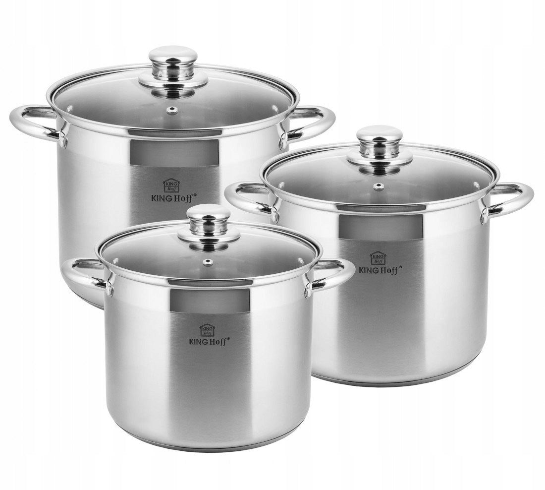 Set of pots LARGE BOILERS 5L 7L 9L Kinghoff stainless steel 6 el. Color silver