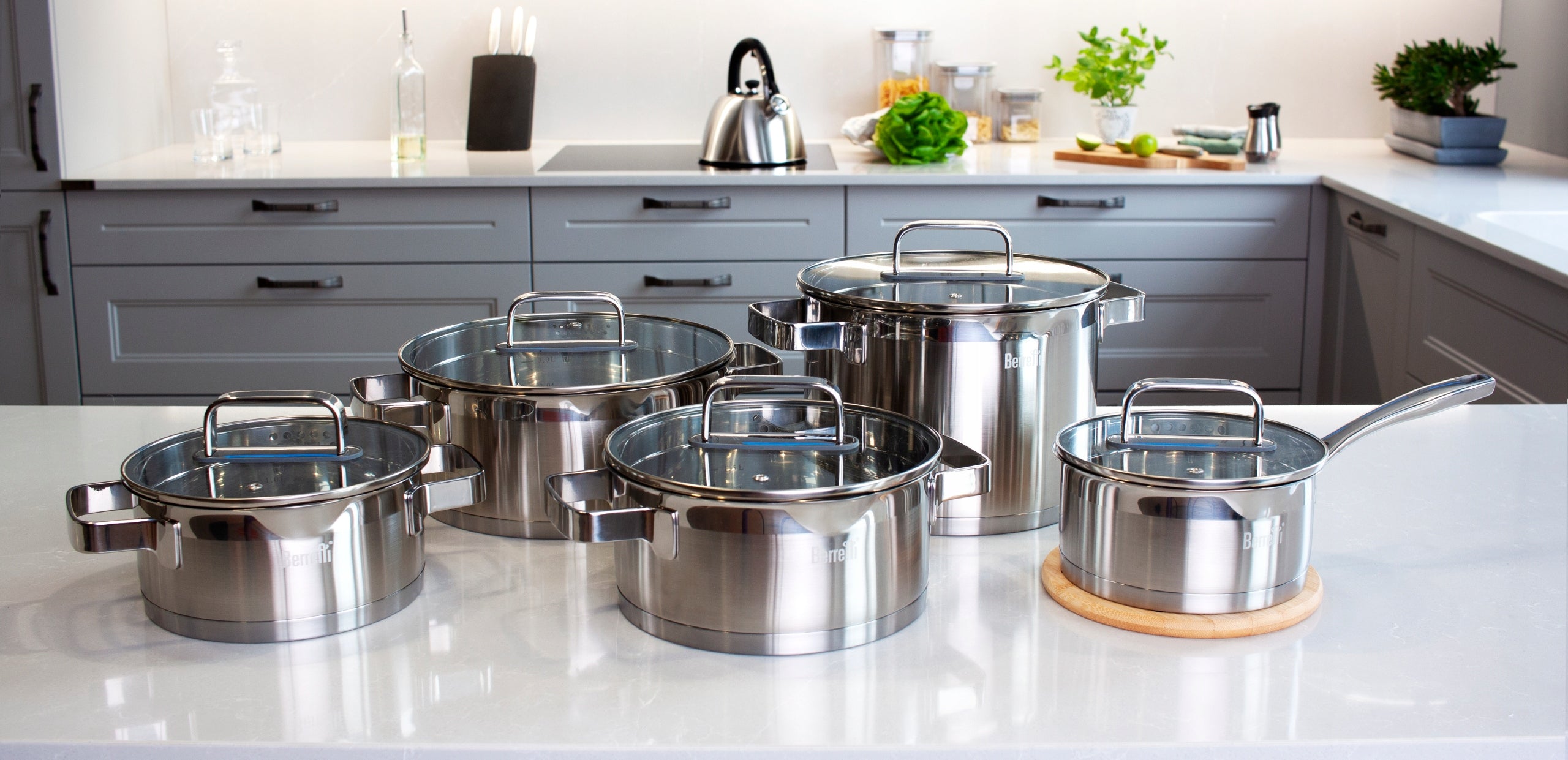 Set of pots Mistral thick bottom STAINLESS STEEL FULL INDUCTION Packaging status original