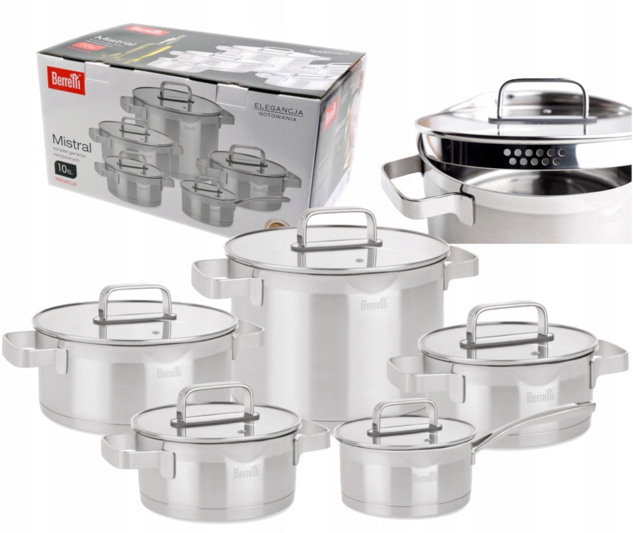 Set of pots Mistral thick bottom STAINLESS STEEL FULL INDUCTION