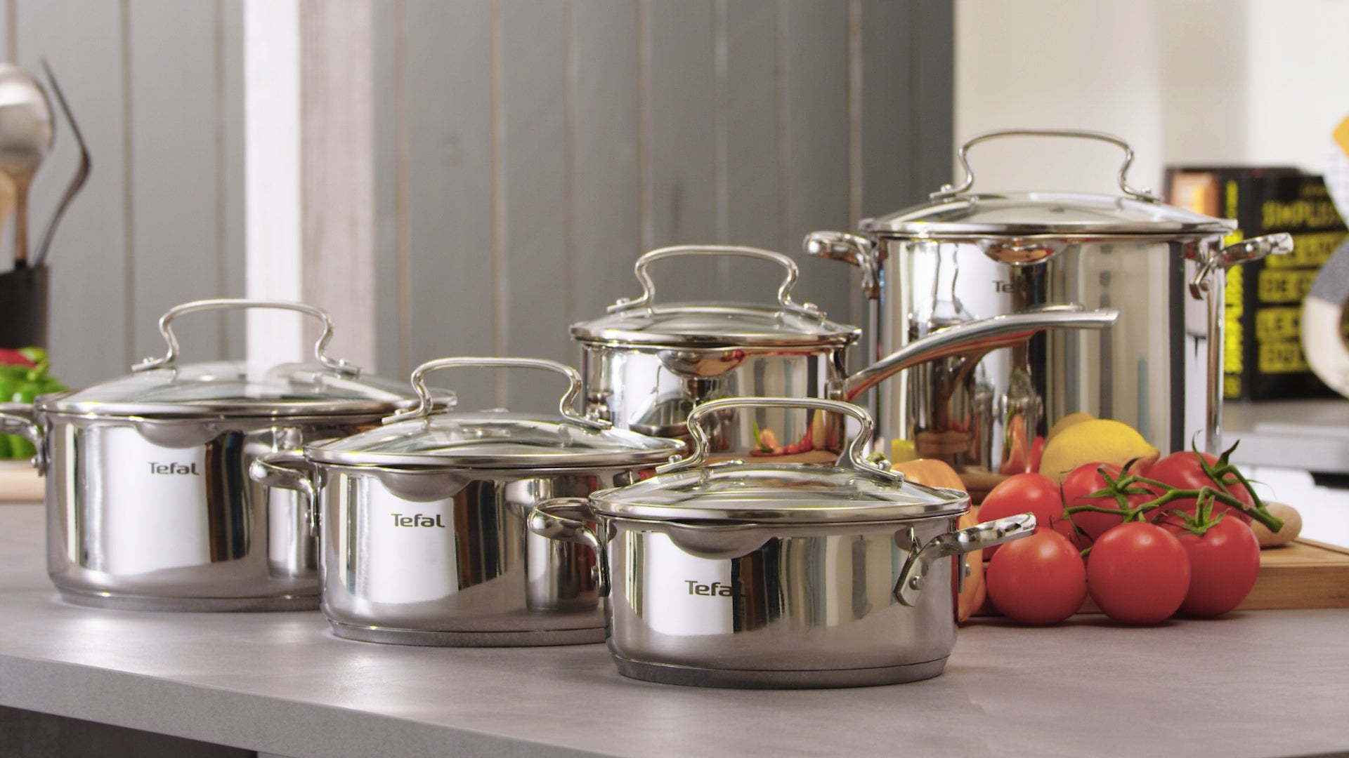 Set of pots Tefal Duetto+ stainless steel 10 el. G732SA55 Color silver