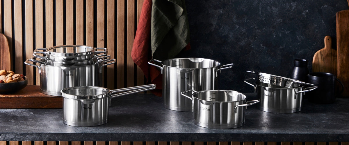 Set of pots Tefal Nordica lids induction 8el stainless steel Product weight with unit packaging 7.57 kg