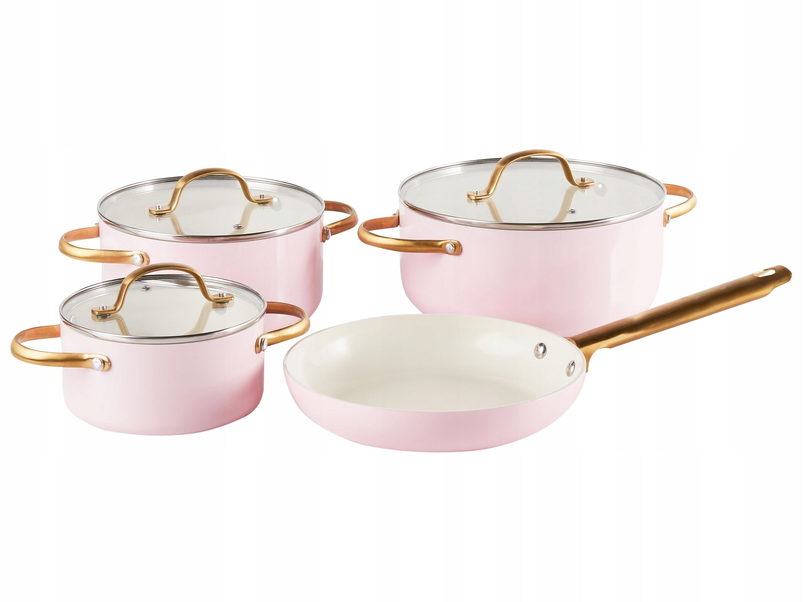 Set of pots and pans 7 elements pastel pink