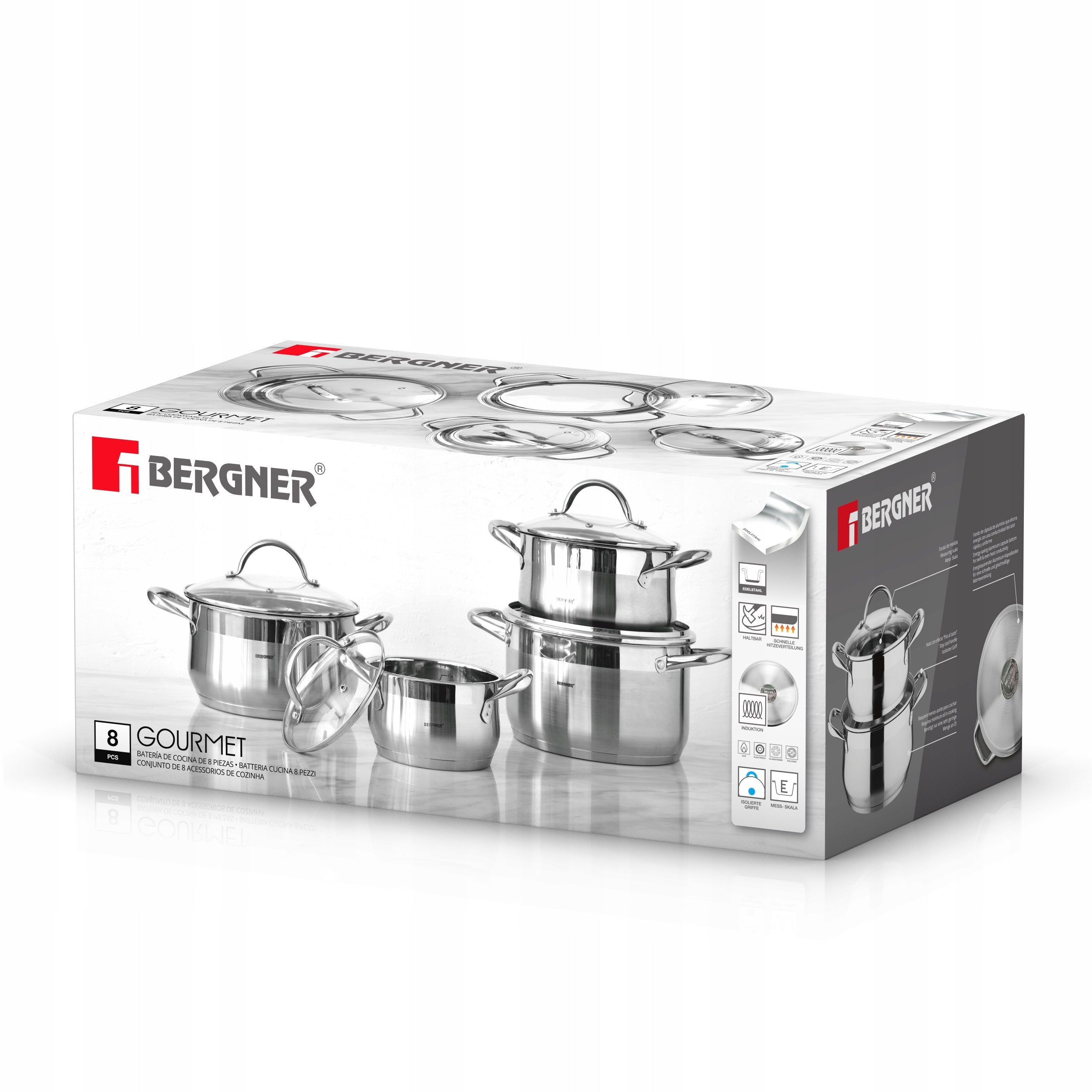 Set of pots gourmet 18/10 stainless steel 8 el Manufacturer code BG-6523