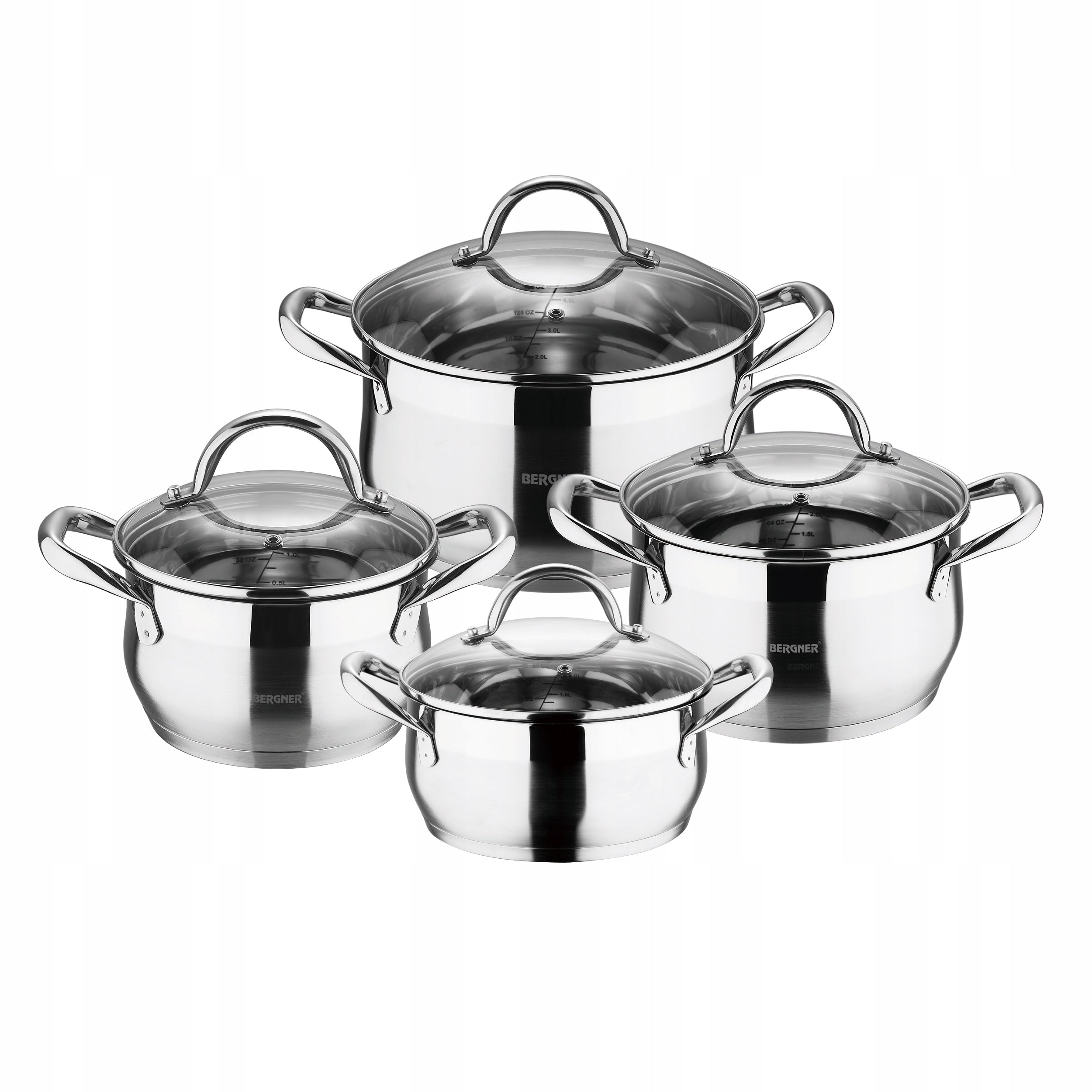 Set of pots gourmet 18/10 stainless steel 8 el Packaging status original