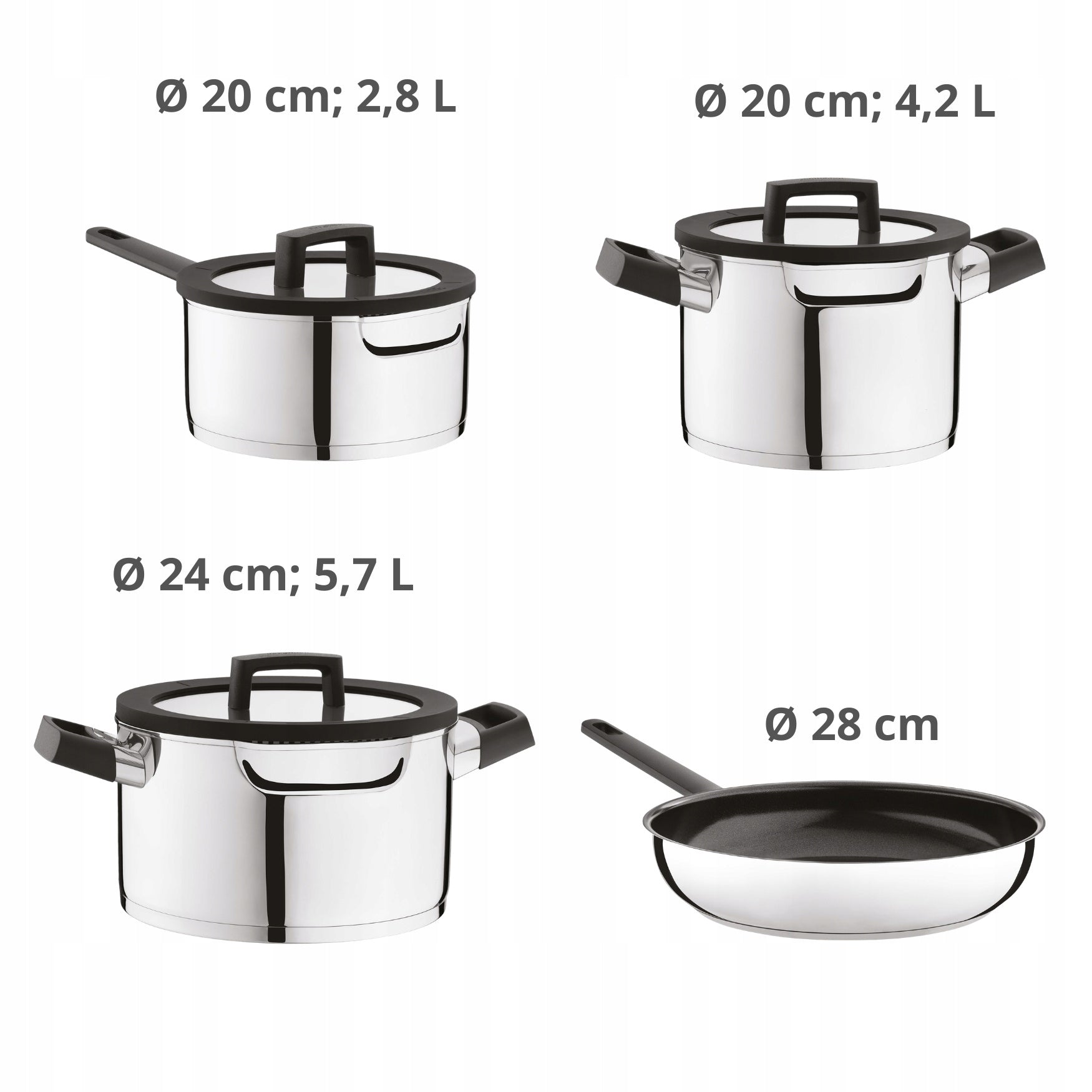 Set of pots induction stainless steel set 7el DOWNDRAFT BergHOFF Manufacturer code 1315168