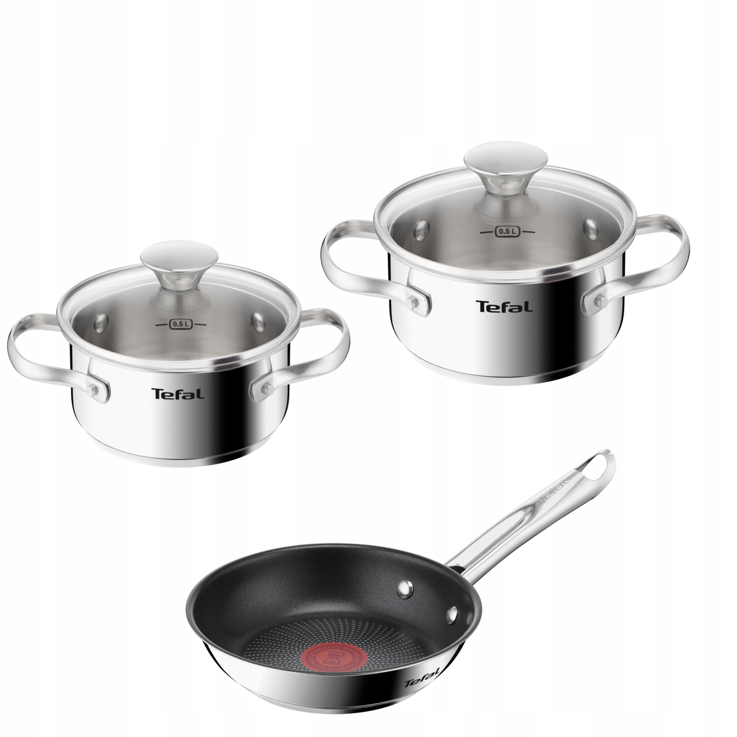 Set of pots with lid 14/16cm Pan 18 cm TEFAL Minis induction steel