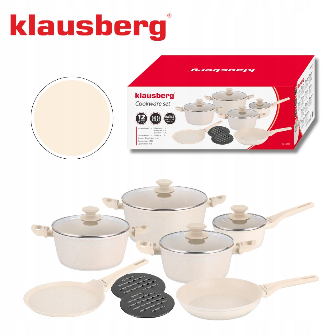 Set of pots with marbled non-stick coating 12-ele Manufacturer code KB-7884