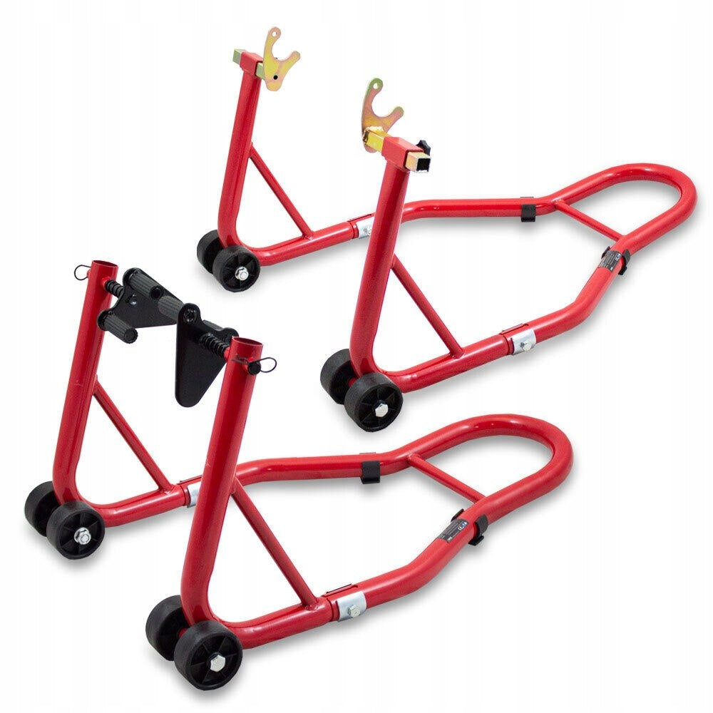 Set of racks for front rear handles for motorbike red Bituxx lifts