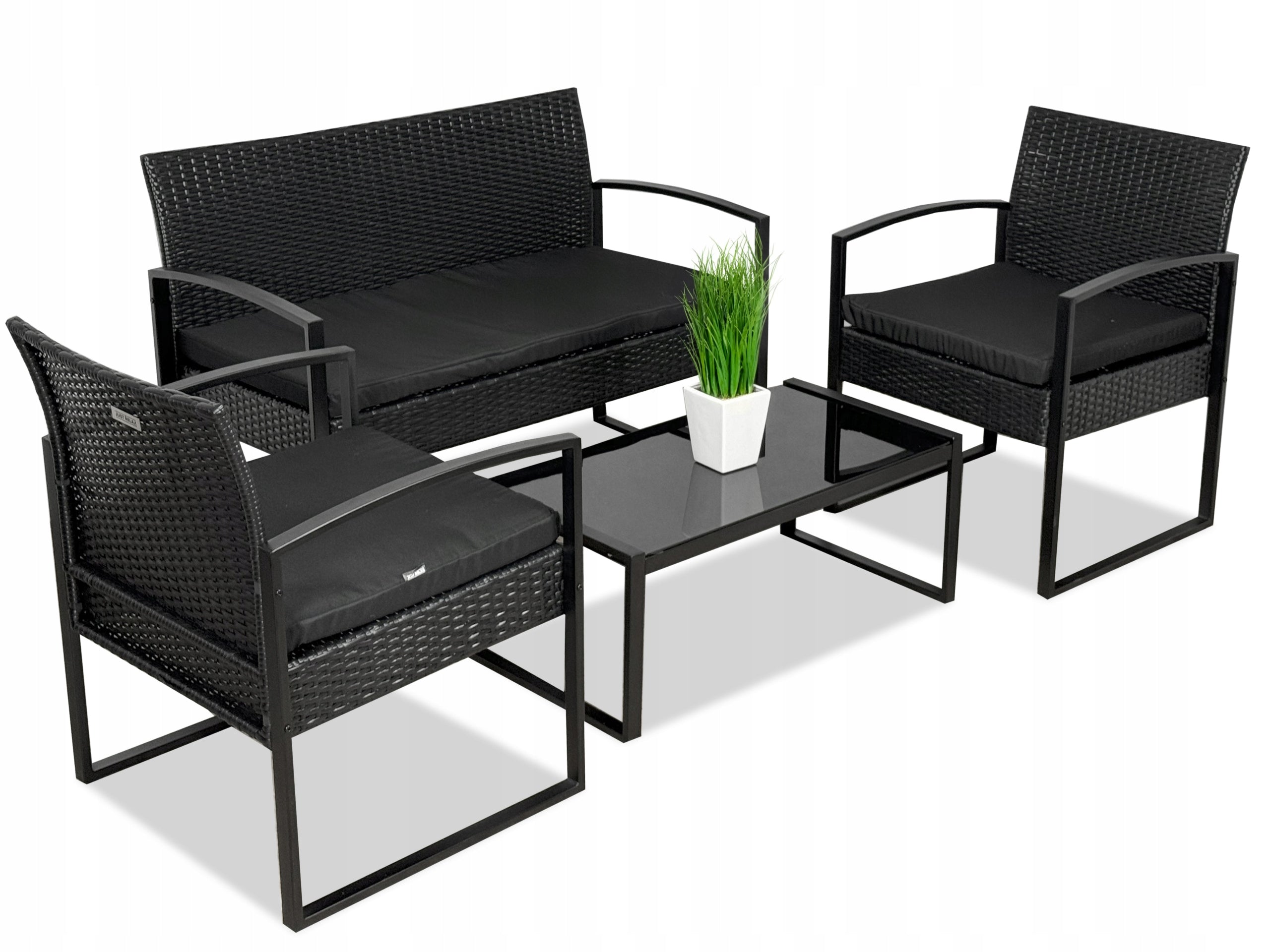 Set of rattan garden furniture SOFA + ARMCHAIR x2 + TABLE for 4 people BLACK Manufacturer Just Relax