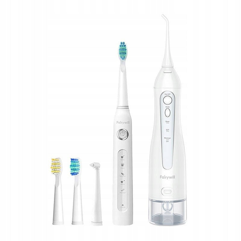 Set of rechargeable toothbrush + electric brush, white