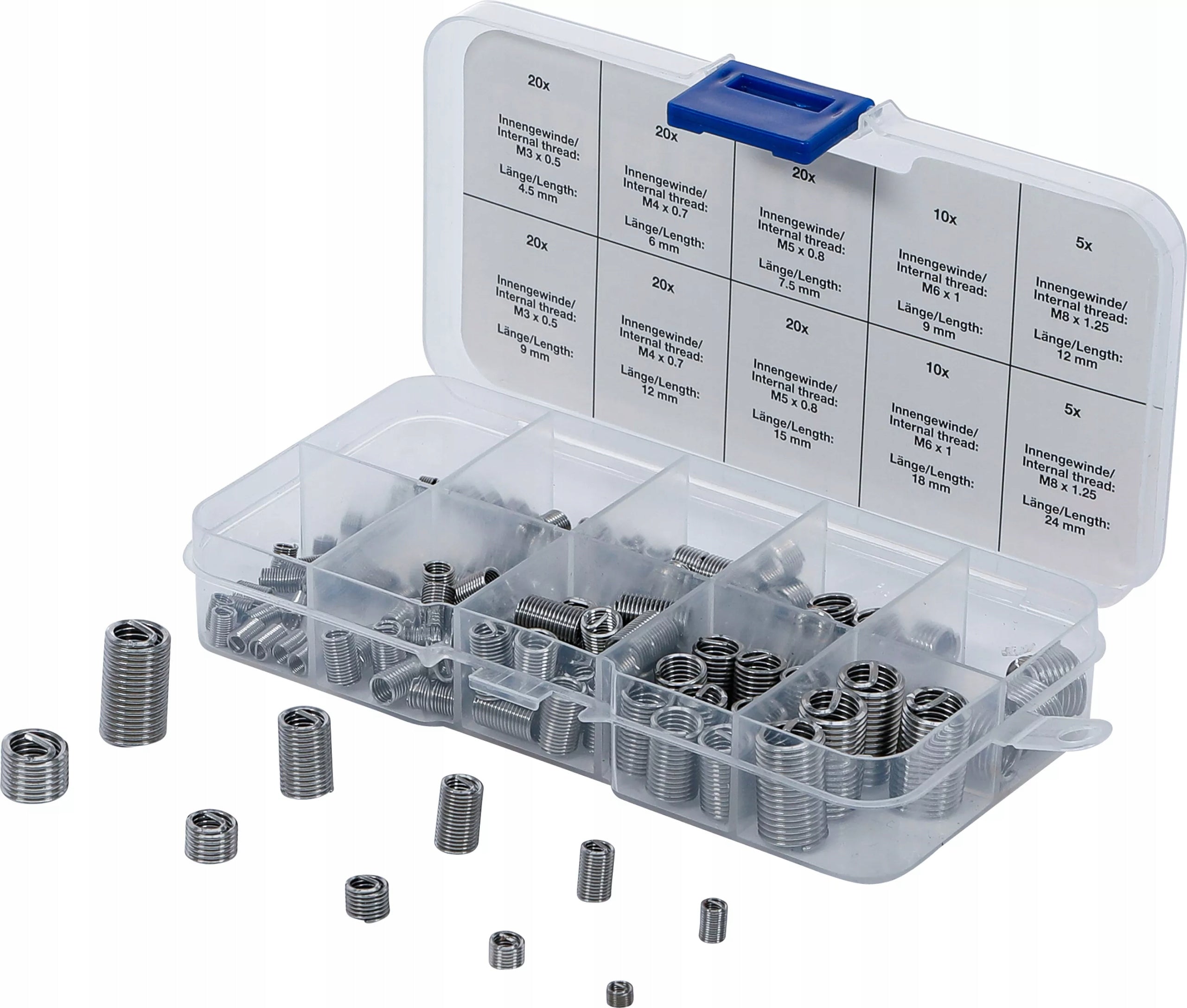 Set of repair sleeves for threads stainless steel 150 pcs.