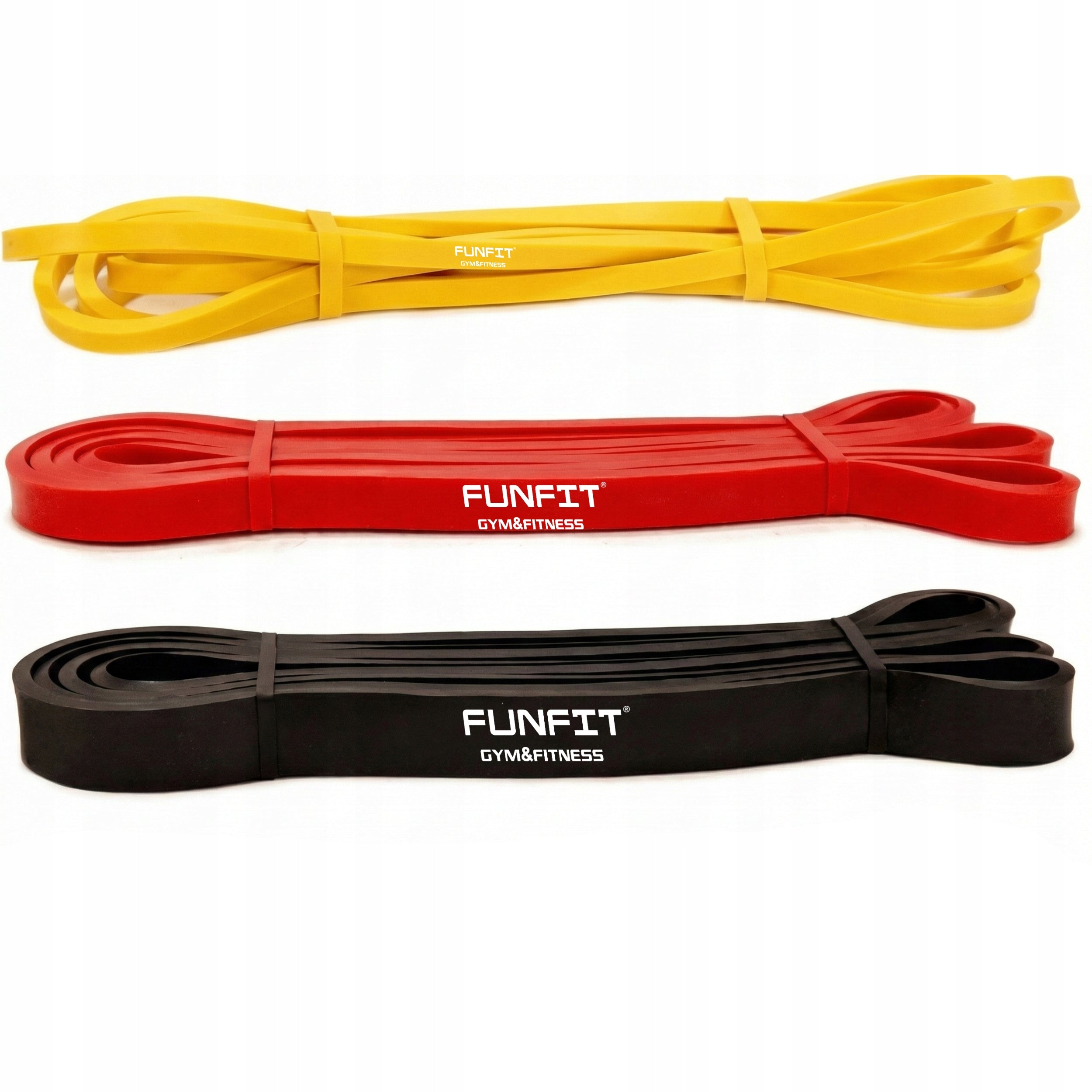 Set of resistance bands 3 pcs. rubber for training and rehabilitation FUNFIT Packaging status original