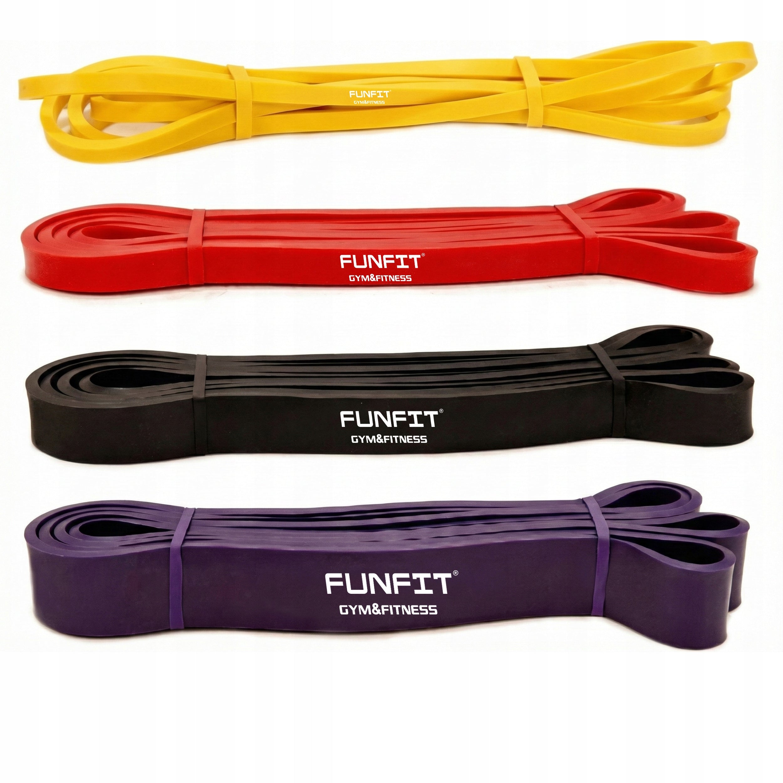 Set of resistance bands 4 pcs. rubber for training and rehabilitation FUNFIT